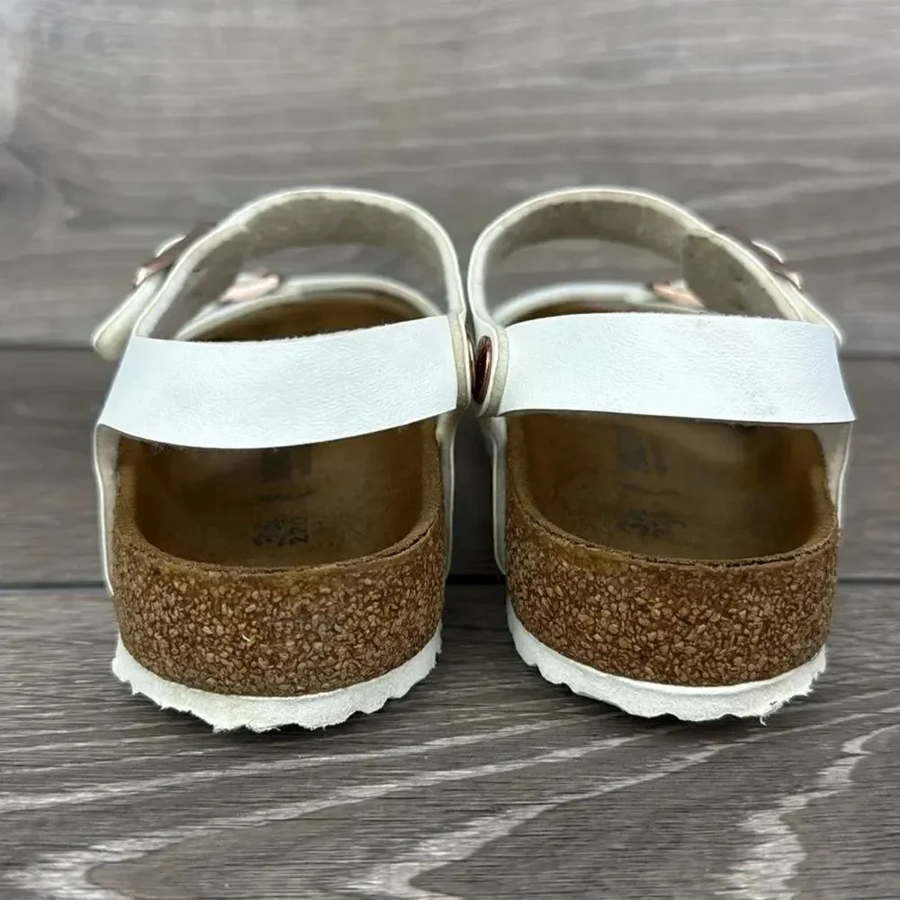 Birkenstock Rio Birko Flor White Leather Women’s Sz 3/EU 34 Slingback Sandals